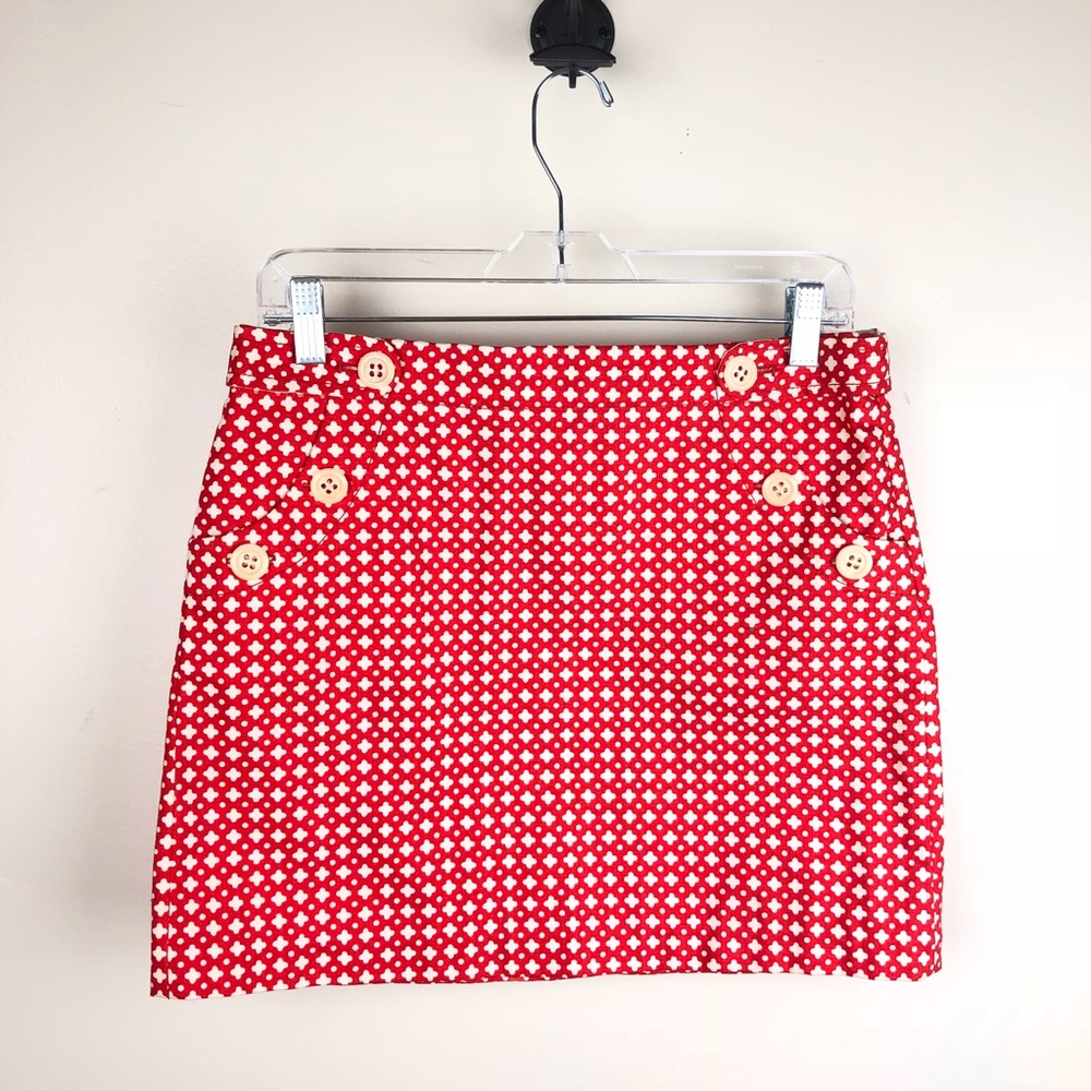 J Crew Mod Geo Print Button Skirt Size 4